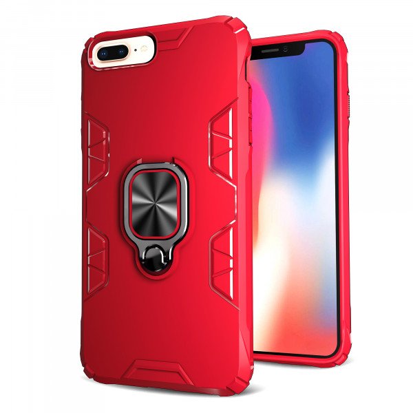 Wholesale Ultimate Shockproof 360 Ring Stand Case with Magnetic Metal Plate for iphone SE 2020 / 8 / 7 (Red)